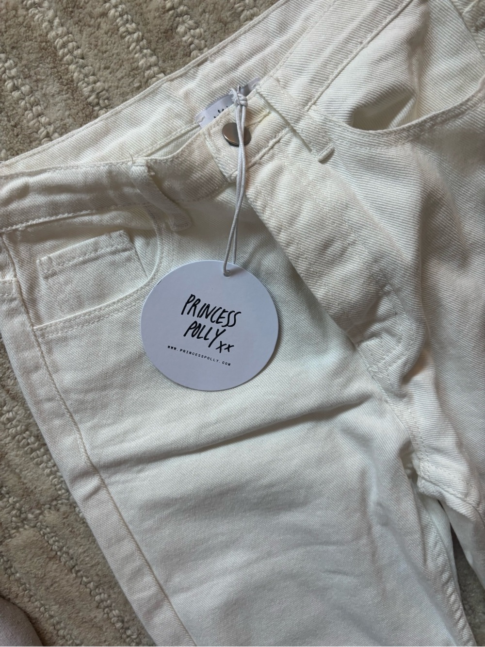 NWT Princess Polly Cream White Ripped Women's Jeans